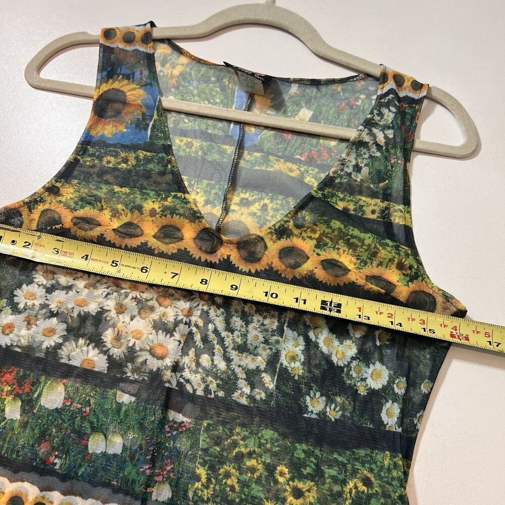 Tripp NYC Mesh Maxi Dress Size‎ L Y2K Forest Fairy Grunge V Neck - Picture 4 of 6